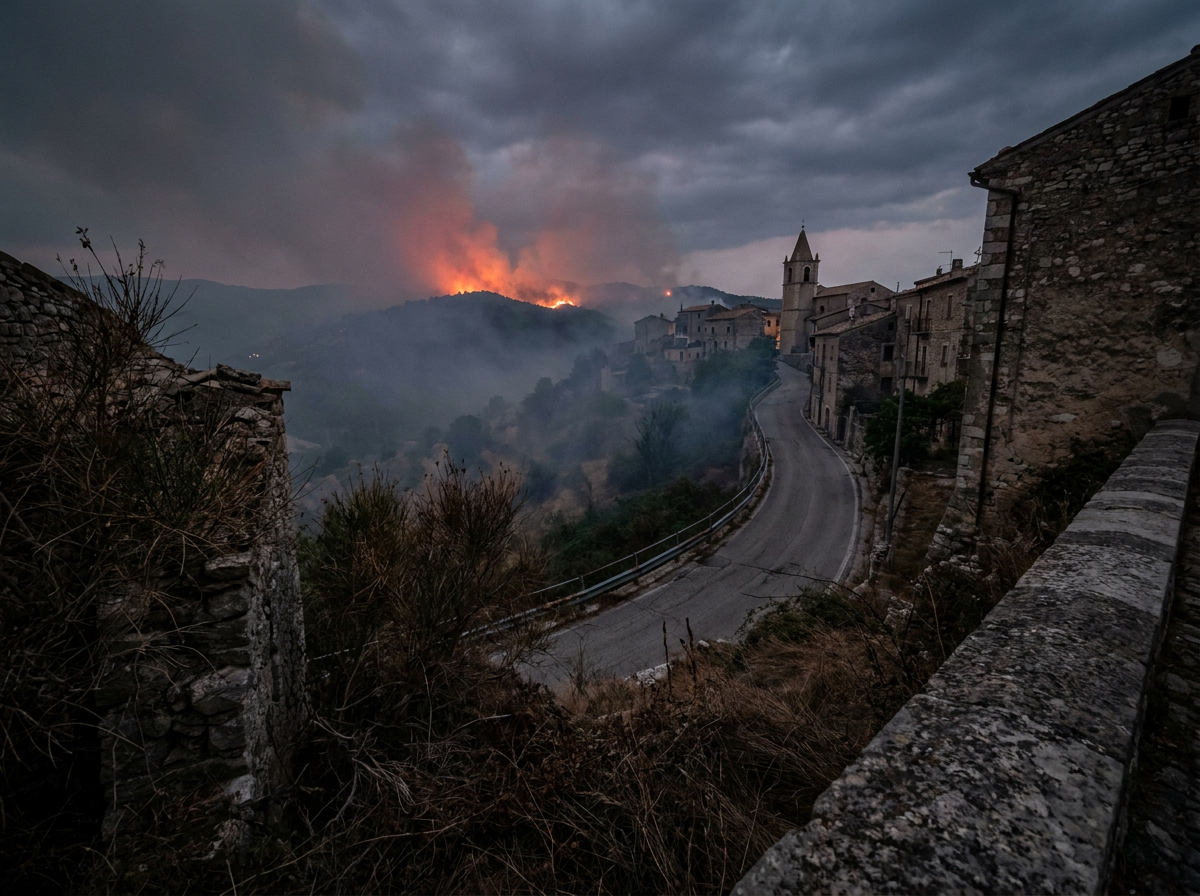 Emergenza roghi nell'Aquilano: le fiamme da Lucoli minacciano la frazione di Roio