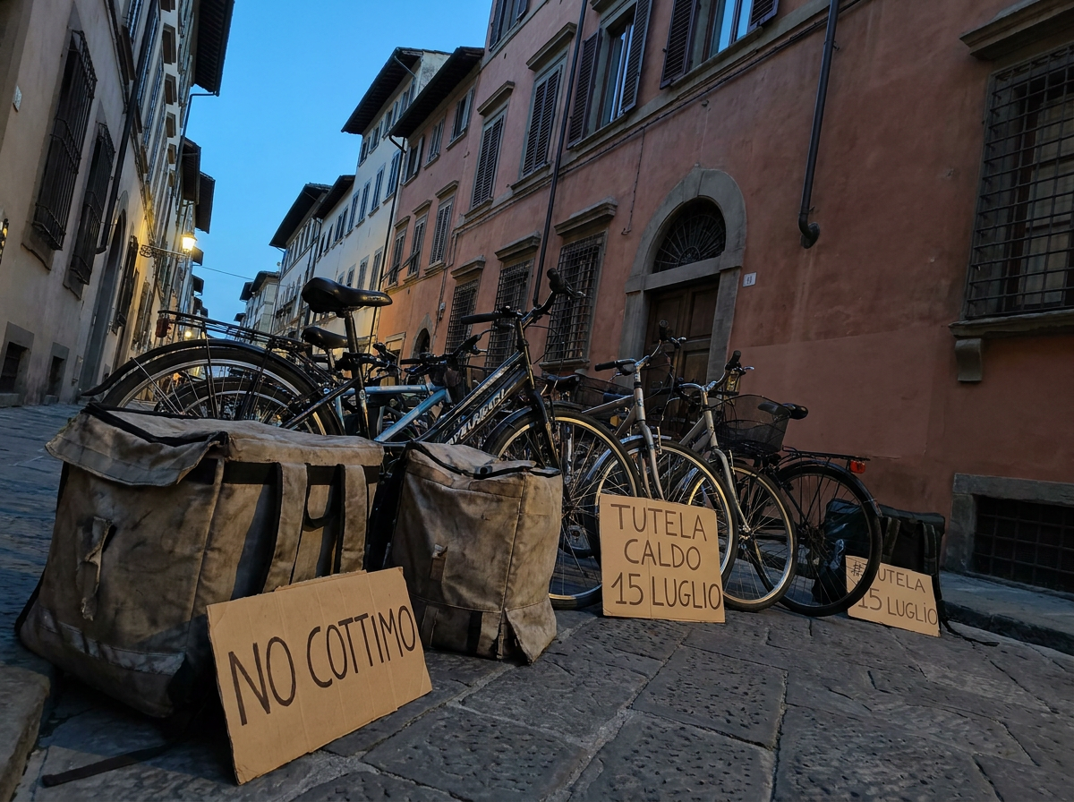 Firenze, mobilitazione dei rider il 15 luglio contro cottimo e temperature estreme