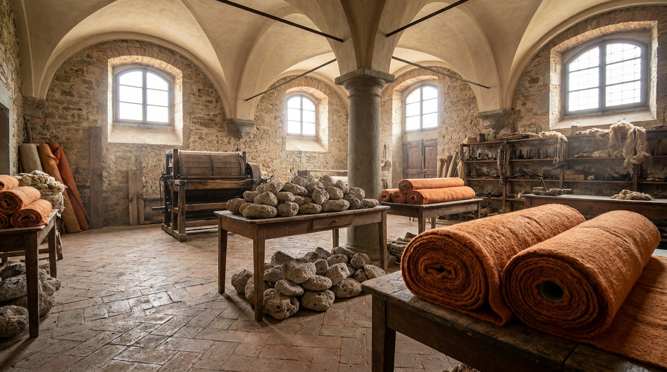 La lana toscana e la pietra pomice: a Stia la resistenza fisica del panno Casentino senza chimica sintetica