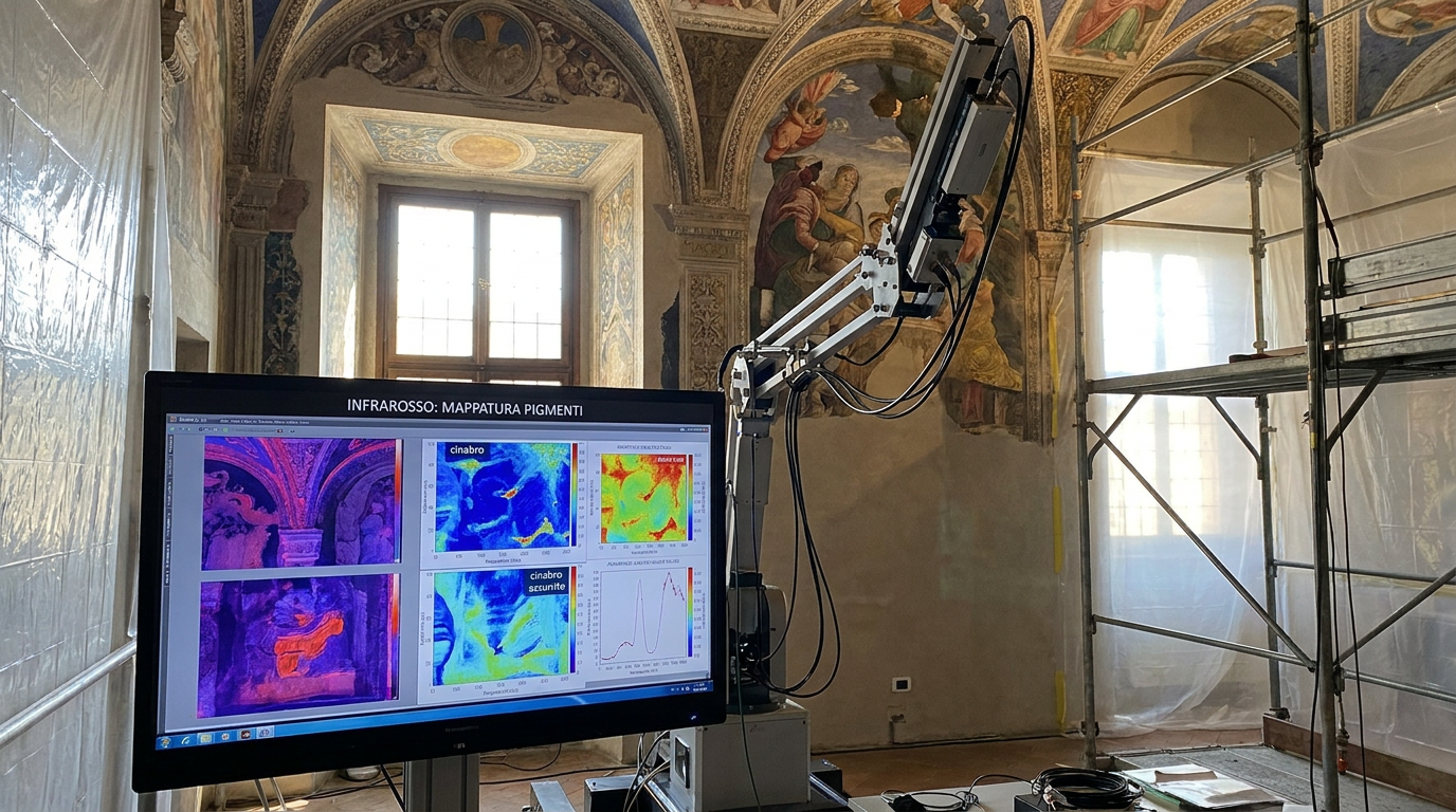 Mantegna sotto gli infrarossi: la diagnostica ad alta risoluzione rivela i pigmenti della Camera degli Sposi
