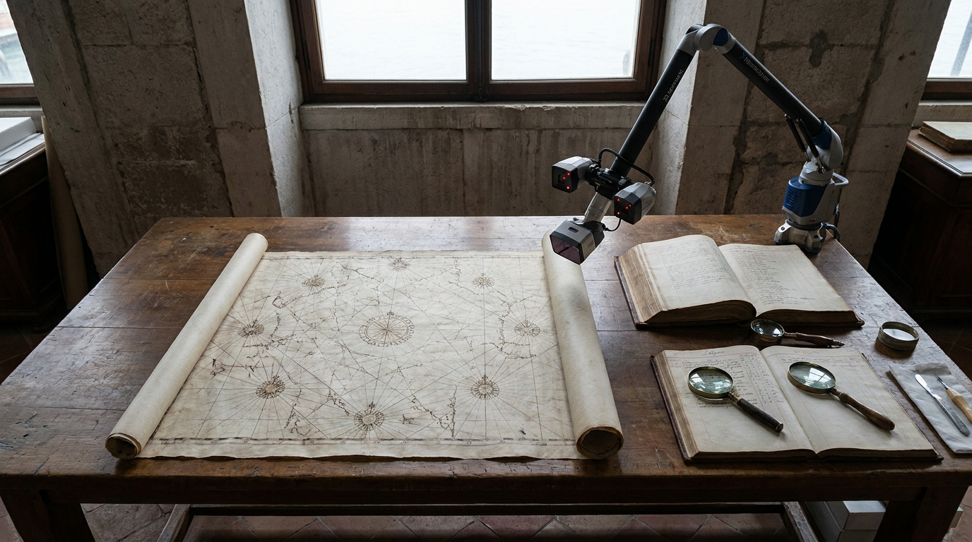 Venezia e la memoria dei mari: la digitalizzazione tridimensionale delle carte nautiche del Cinquecento all'Arsenale