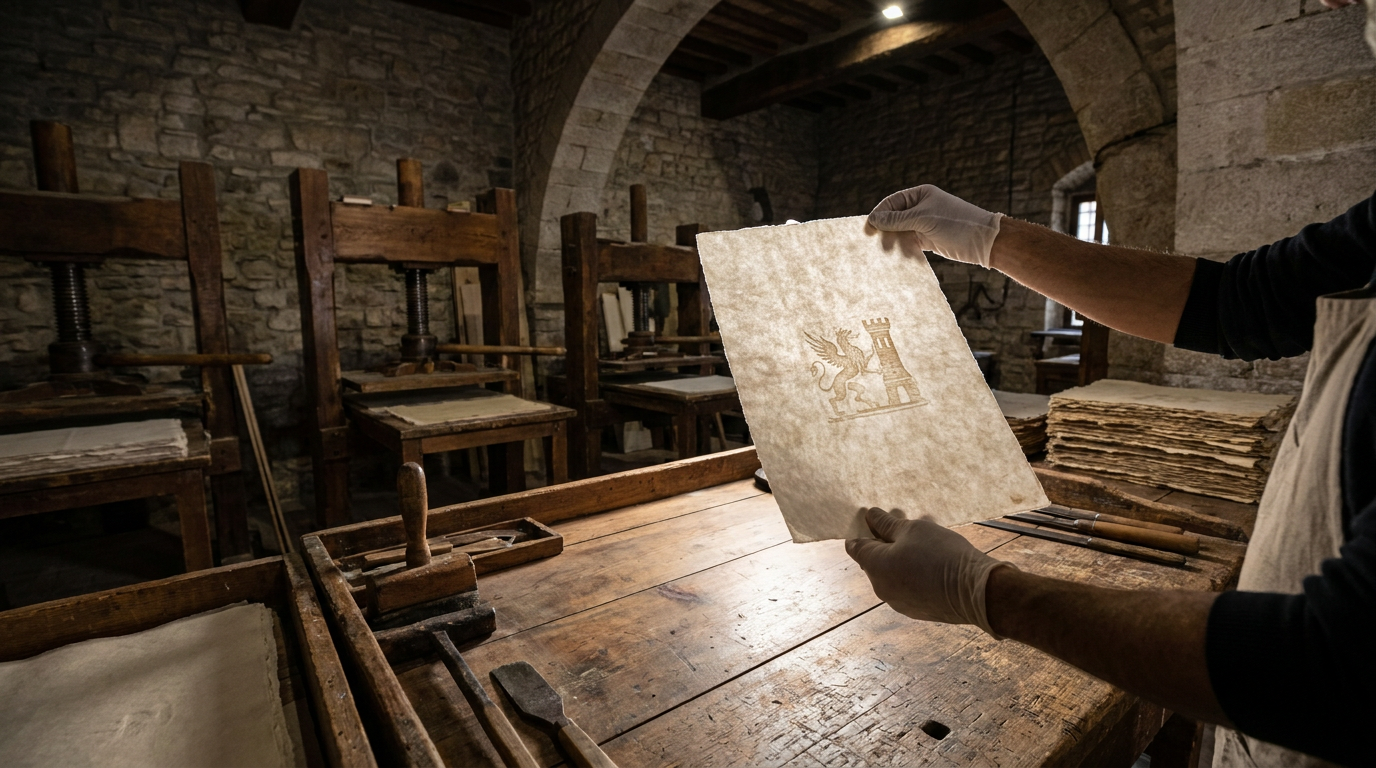 Fabriano e la filigrana d'archivio: la continuità tecnica dei mulini idraulici del XIII secolo