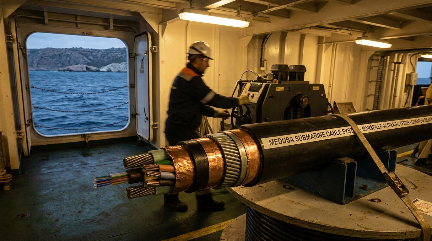Marsiglia, Algeri e Cipro: la posa del cavo sottomarino Medusa e la fisica della fibra blindata per le comunicazioni quantistiche
