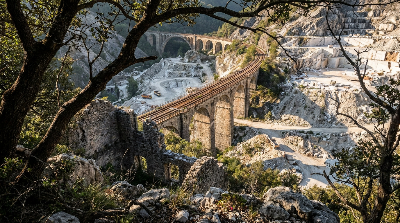 Ferrovia Marmifera di Carrara: viaggio tra i Ponti di Vara e l'ingegneria del marmo di Torano