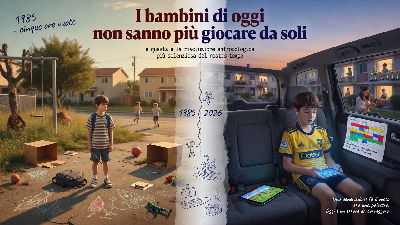 I bambini di oggi non sanno più giocare da soli, e questa è la rivoluzione antropologica più silenziosa del nostro tempo