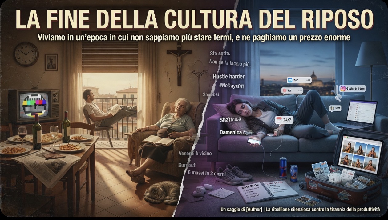 La fine della cultura del riposo: viviamo in un’epoca in cui non sappiamo più stare fermi, e ne paghiamo un prezzo enorme